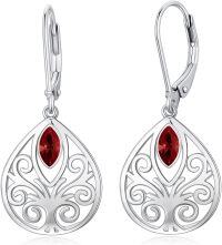 wholesale Sterling Silver 12 Birthstones Filigree Teardrop Leverback Earrings-July