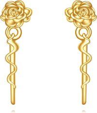 wholesale 14K Gold Snake Rose Stud Earrings Floral Charm Fashion s for Women-Rose Earrings
