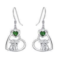 wholesale 925 Sterling Silver Heart Ox Earrings Wholesale With Red Gemstones-05-May-Emerald
