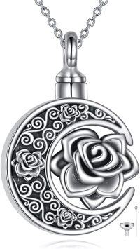 wholesale 925 Sterling Silver Rose Floral Keepsake Urn Locket Necklace with Funnel and Chain for Women's Memorial Jewelry-B-rose flower