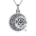 wholesale 925 Sterling Silver Rose Floral Keepsake Urn Locket Necklace with Funnel and Chain for Women's Memorial Jewelry-0-0
