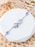 wholesale 925 Sterling Silver Infinity Bracelet Wholesale With Blue Heart Charm And Crystal Details-0-2