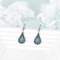 wholesale 925 Sterling Silver Turquoise Teardrop Filigree Heart Drop Earrings-0-2