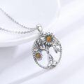 wholesale 925 Sterling Silver Tree of Life Sunflower and Daisy Pendant Necklace for Women Girls  45cm Chain Length-0-1