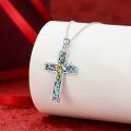 wholesale 925 Sterling Silver Cross Pendant Necklace With Abalone Shell Hummingbird Flower Design-0-1