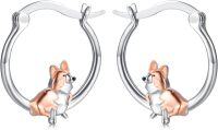 wholesale 925 Sterling Silver Corgi Dog Hoop Earrings for Girls' Gifts-Corgi