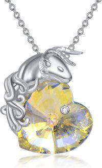 wholesale Sterling Silver Birthstone Zodiac Necklace 12 Constellation Heart Pendant-Taurus - Birthstone Topaz