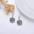 wholesale 925 Sterling Silver Labradorite Stone Gothic Skull Heart Drop Earrings-0-1