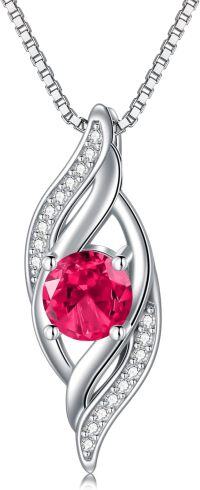 wholesale 925 Sterling Silver Birthstone Infinity Necklace for Women Love Jewelry Gift-07-Jul.-Ruby