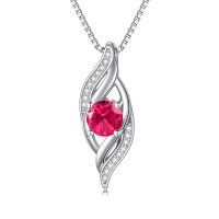 wholesale 925 Sterling Silver Opal Pendant Necklace Wholesale With Cubic Zirconia Leaves Design-07-Jul.-Ruby