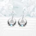 wholesale 925 Sterling Silver Celtic Triquetra Crescent Moon Moonstone Drop Earrings-0-3