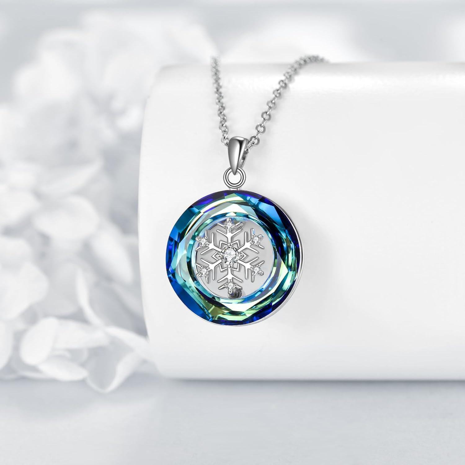 Sterling Silver Snowflake Pendant Necklace for Women Christmas Birthday Jewelry Gift-0-4