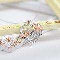 wholesale 925 Sterling Silver Infinity Heart Cat Pendant Necklace with Rose Gold Plated Animal Charms and Cubic Zirconia Stones Gift for Women-0-3