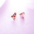 wholesale  14K Gold Moissanite & Cubic Zirconia Flower Leaf Ribbon Stud Earrings with Sparkling Multicolor Stones, Elegant Gift for Women-0-2