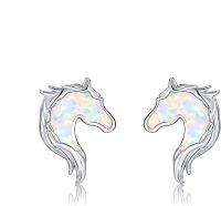 wholesale 925 Sterling Silver Opal Horse Stud Earrings with Mother's Day Gift Box-Opal Horse-Opal Horse