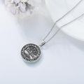 wholesale 925 Sterling Silver Round Pendant with Tree of Life and Skull Charm Necklace for Women Men Gothic s 47mm Diameter-0-2