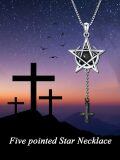 wholesale 925 Sterling Silver Pentagram Pendant Necklaces with Black Onyx and Cross Charm s for Women Men-0-4