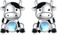 wholesale 925 Sterling Silver Moonstone Cow Stud Earrings-Cow Moonstone