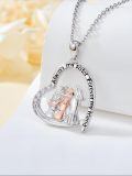 TOUPOP Sterling Silver Heart/Moon Pendant Always My Sister Forever My Friend-0-1