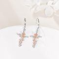 wholesale 925 Sterling Silver Rose Flower Cross Dangle Earrings s for Women-0-2