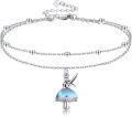 wholesale 925 Sterling Silver Blue Moonstone & Moss Agate Mushroom Charm Ankle Anklet for Women and Girls-0-0