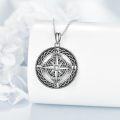 wholesale 925 Sterling Silver Compass Pendant Necklace with Celtic Knot Design and Cubic Zirconia Stone for Women's Travel  48cm Chain Length-0-3