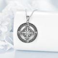 wholesale 925 Sterling Silver Compass Pendant Necklace Vintage Oxidized Cubic Zirconia Chain-0-3
