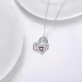 wholesale 925 Sterling Silver CZ Heart Birthstone Necklace Wholesale for Women Anniversary Gift-0-2