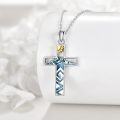 wholesale 925 Sterling Silver Turquoise and Gold Celtic Cross Pendant Necklace for Women Men Christian  Ideas-0-2