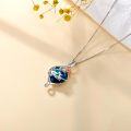 wholesale 925 Sterling Silver Blue Crystal Heart Rose Pendant Necklace for Mom-0-1