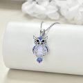 wholesale 925 Sterling Silver Purple Moonstone Filigree Owl Pendant Necklace for Women-0-2