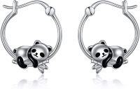 wholesale 925 Sterling Silver Cute Panda Bear Hoop Earrings Gift for Women and Girls-panda
