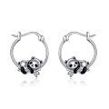 wholesale 925 Sterling Silver Cute Panda Bear Hoop Earrings Gift for Women and Girls-0-0