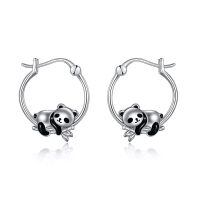 wholesale 925 Sterling Silver Cute Panda Bear Hoop Earrings Gift for Women and Girls-panda