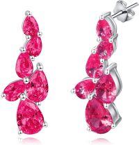 wholesale 925 Sterling Silver Birthstone Teardrop Dangle Earrings for Women-07 Jul