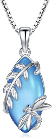 wholesale 925 Sterling Silver Birthstone Dragonfly Pendant Necklace for Women-Sept
