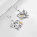 TOUPOP Sterling Silver Hummingbird Flower Dangle Earrings Heart Jewelry-0-2
