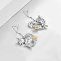 TOUPOP Sterling Silver Hummingbird Flower Dangle Earrings Heart Jewelry-0-2