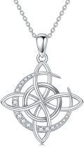 wholesale 925 Sterling Silver Moonstone Witch's Knot Celtic Pendant Necklace-0-0