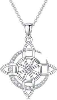 wholesale 925 Sterling Silver Moonstone Witch's Knot Celtic Pendant Necklace-Zircon