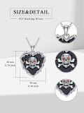 wholesale 925 Sterling Silver Gothic Heart Pendant with Red Eyes and Black Enamel for Women-0-4