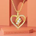 wholesale 14K Gold Moissanite Dainty Open Heart Pendant Necklace, Infinity Love Jewelry Gift for Her-0-4