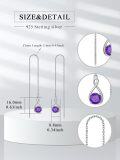 wholesale 925 Sterling Silver Birthstone Threader Earrings Infinity Long Chain Drop Pull Through 12 Stone Birthday Jewelry Gifts for Women-0-25