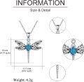 wholesale 925 Sterling Silver Turquoise Dragonfly Pendant Necklace for Women Girls  45cm Chain Length-0-2