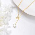 wholesale 14K Gold 8mm Freshwater Pearl Celtic Knot Lariat Necklace for Women Anniversary/Birthday Gifts-0-3