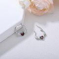 wholesale 925 Sterling Silver Bat Heart Red Crystal Hypoallergenic Hoop Earrings-0-1