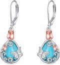 wholesale 925 Sterling Silver Butterfly & Flower Drop Earrings w/ Turquoise Gemstones-0-0