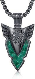 wholesale 925 Sterling Silver Green Stone Viking Pendant Necklace s for Men & Women Norse Thors Hammer Amulet -0-0