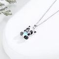 wholesale 925 Sterling Silver Panda Heart Blue Stone Pendant Necklace-0-1