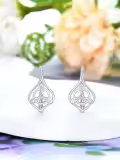TOUPOP Sterling Silver Celtic Knot Earrings Leverback Trinity Knot Jewelry Gifts-0-4